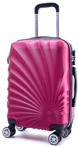 R.Leone Valigia da 1 pezzo Fino a Set 4 Trolley Rigido grande, medio, bagaglio a mano adatto Ryanair 55x40x20cm e beauty case 8 ruote in ABS 2092 (Fucsia, S Bagaglio a mano)