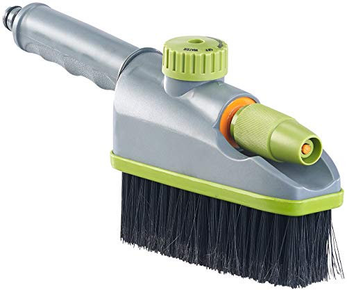 Royal Gardineer Autowaschbürste: 2in1-Hand-Waschbürste, Sprühfunktion, Gartenschlauch-Klick-Anschluss (Autobürste, Gartenschlauch Bürste, Fenster Putzen)
