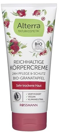 Alterra Ricca crema per il corpo, melograno biologico e burro di karitè biologico, per la pelle molto secca, 200 ml