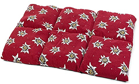 Bio-Dinkelkissen groß 40x30cm 6-Kammer - Blume-Edelweiß - Wärmekissen Dinkel Körnerkissen für Mikrowelle und Backofen - Dinkel-Kissen 30x40 - Blume-Edelweiß