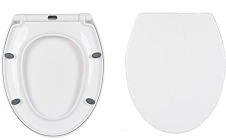 Sedile WC a forma di O, coperchio WC con funzione di rilascio rapido, chiusura automatica, facile da pulire e antibatterico, con accessori in metallo