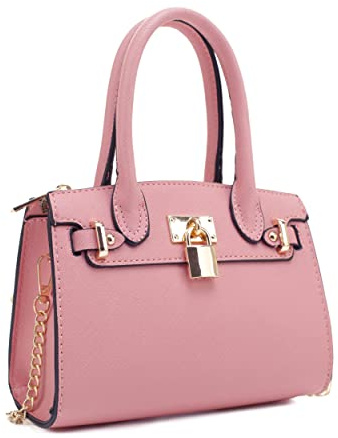 EVVE Abendtasche für Damen, Party-Clutch, Mini-Handtasche mit Kette und Schloss, für Cocktails, Abschlussball, Pink