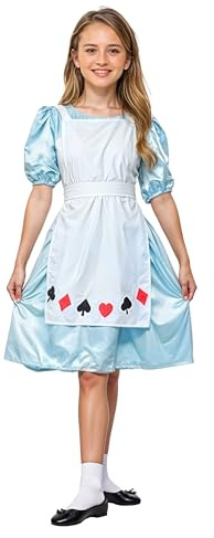 The Fancy Dress® Storybook Alice Girl's Costume Blue & White Pinafore Dress Halloween Storybook Maid Dress - Large