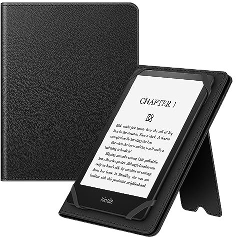 Fintie Universal Hülle für 6-7 Zoll e-Book Reader, Kickstand Schutzhülle mit Handschlaufe für 6 Zoll/6,8 Zoll/7 Zoll Kindle/Kindle Paperwhite/Kindle Colorsoft Signature Edition 2024, Schwarz