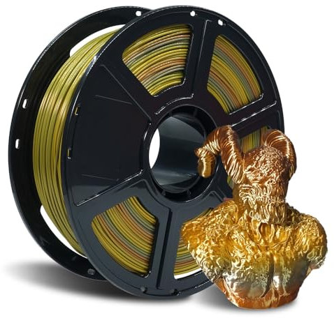 FLASHFORGE 3D Drucker Filament Seide Glänzend Schnell Farbverlauf Wechsel Regenbogen Mehrfarbig PLA Filament 1.75mm, 1KG Spule (2.2lbs), Seidenstruktur & Ultra-Hochglanz, Seidenmetall Regenbogen