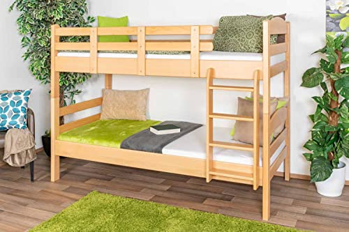Stockbett 90 x 190 cm für Erwachsene Easy Premium Line K17/n, Buche Massivholz Natur lackiert, teilbar