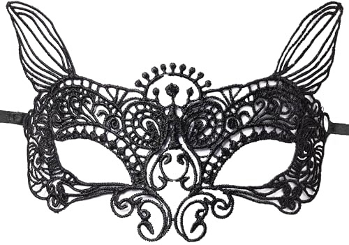 Spooktacular Creations Venezianische Masken für Frauen, Sexy Katzenmaske, Augenmaske aus Spitze, Spitzemaske für Ballparty Venezianisch Maskerade Kostüm, Karneval