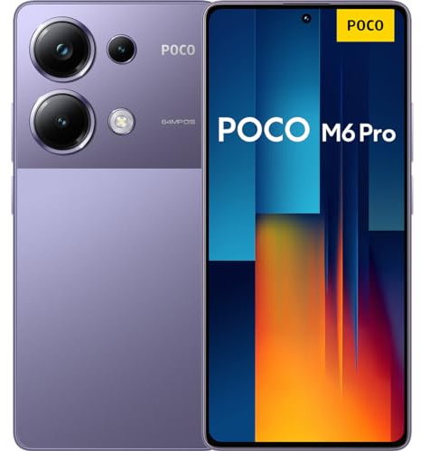 Poco M6 Pro Smartphone, 8+256GB Handy ohne Vertrag, 120Hz 6,67 AMOLED DotDisplay, 64MP OIS Dreifach-Kamera, 5000mAh, 67W Turbo-Charge, Dual-SIM, Lila (DE Version + 2 Jahre Garantie)
