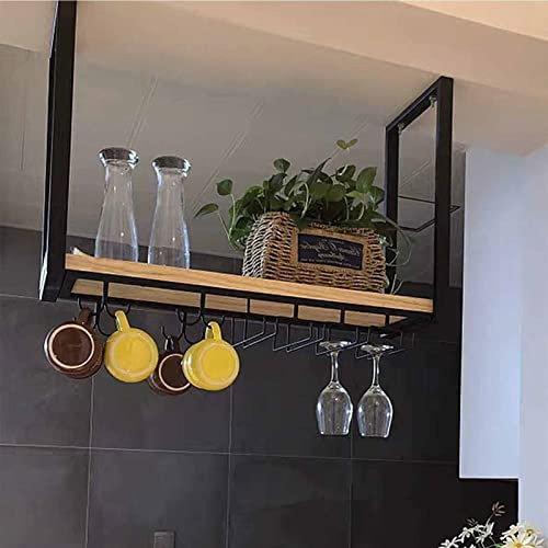 Generico Portabicchieri da Vino sospeso a soffitto-soffitto, portaoggetti in Vaso in Legno massello Montato a Parete Portabottiglie montate a soffitto Portabottiglie sospeso in Legno massel