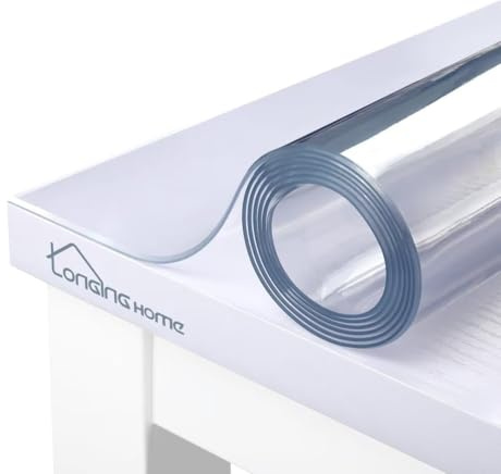 Glasklar Folie 2mm, abgeschrägte Kante, transparente Tischdecke Tischschutz, Tischfolie transparent, Folie für Tisch aus PVC, Größe wählbar (Breite 90 cm x Länge: 160 cm)