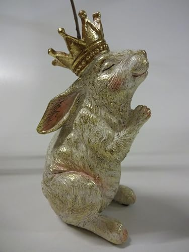 Werner Voß Osterhase Prinz Hase mit Krone 19cm Ostern Frühling Shabby Deko Figur Skulptur Häschen Kaninchen Gold