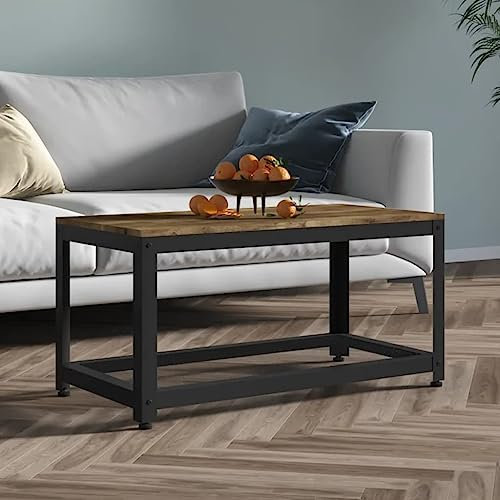 BUKSCYJS Couchtisch kleine Zimmer, Sofatisch, WohnzimmertischCouchtisch Dunkelbraun und Schwarz 90x45x45 cm MDF und EisenFür Wohnzimmer, Schlafzimmer, Büro, Eingang, Korridor
