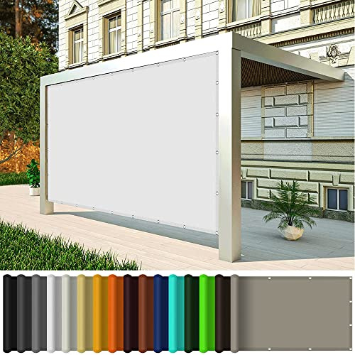 Tenda Parasole Vela Ombreggiante 1.8 x 6.6 m Impermeabile, Rettangolare Vela Ombreggiante Parasole con Occhielli PES Protezione UV 98% per Giardino Esterno terrazza, Bianco