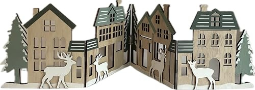 khevga Weihnachtsdekoration Tischdeko Fensterdeko zum Stellen Deko Haus Silhouette klappbar 60 x 16 cm