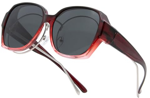 Long Keeper Überzieh Sonnenbrille Damen Herren Polarisierte Quadratische Sonnenbrille Überbrille für Brillenträger Trendige Über Brille Sonnenbrillen