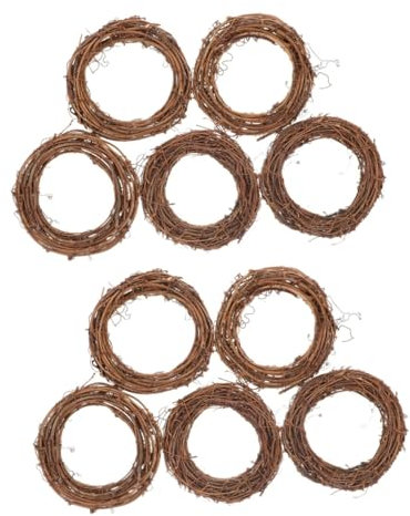 ABOOFAN Weihnachtsringe 10 STK Rattan-Girlande Weihnachtskranz Selber Machen Weihnachtsband Runder Kranzring Herbst Winterkranz Tür Hochzeitsdekoration Retro- Kranz Machen Rattanringe DIY Rattanring