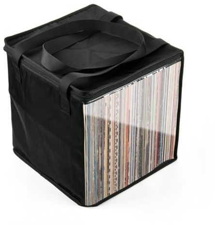 melairo Étui de Rangement pour Disque Vinyle, Sac de Rangement de Voyage, Étui Portable Anti-Poussière avec Poignées de Couvercle pour Albums Vinyle de 12 Pouces