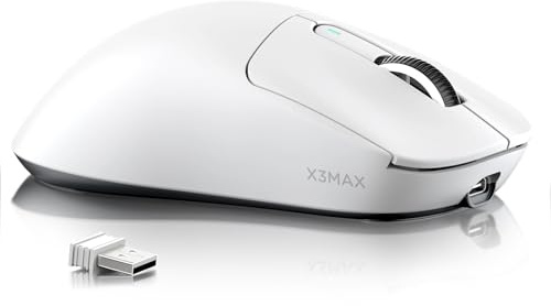 ATTACK SHARK X3MAX 49g Superlight Mouse, PixArt PAW3950 Gaming Sensor, BT/2.4G Wireless/Wired Gaming Mouse, 6 Adjustable DPI up to 42000, 200 Hrs Battery, Office Mice for Win11/Xbox/PS/Mac (White)