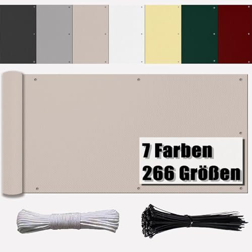 Ufamiluk Toile Balcon Brise Vue 1m80 de Hauteur PES Imperméable avec Oeillets Attaches de câble et Cordons Toile Brise Vue Jardin pour Balcon Jardin Patio Terrasse Taupe 180x800cm