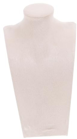 MAGICLULU Présentoir Buste en Velours Beige pour Colliers et Boucles D'oreilles, Support Bijoux en Bois Élégant, Maison ou Boutique, Protège et Expose Vos Bijoux
