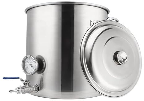 KUANGGE Bierbrau-Gärkessel, Suppentopf, Kocheimer, Fass aus Edelstahl mit Deckel, Thermometer und Kugelhahn für Privathaushalte und Gewerbe, 50 x 50 cm