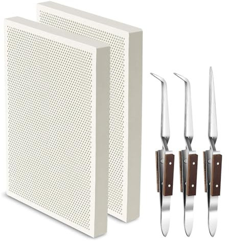 Reapyyt 2 bloques de soldadura para placas de soldadura de cerámica con 3 pinzas para soldar para la creación de joyas