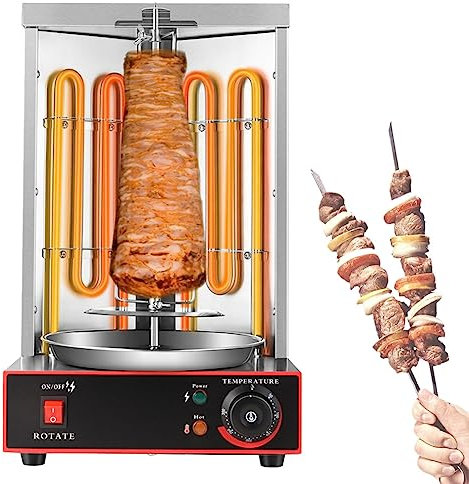 Máquina eléctrica para kebab, asador vertical eléctrico para shawarma, doner kebab, máquina para asar gyro, horno asador con ajuste de temperatura de 50 a 300 ℃ para barbacoa de pavo, fiesta en casa