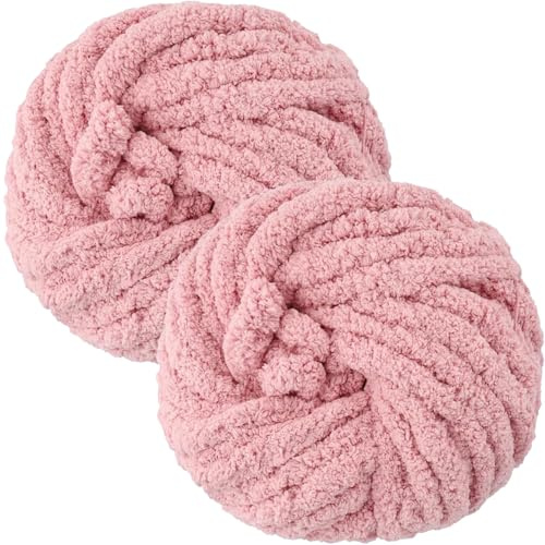 Lana spessa Bafeil per lavorare a maglia a mano, 2 x 250 g, Lana ciniglia, 2 cm, Spessore morbido, XXL per uncinetto, Ideale per coperte, sciarpe e berretti