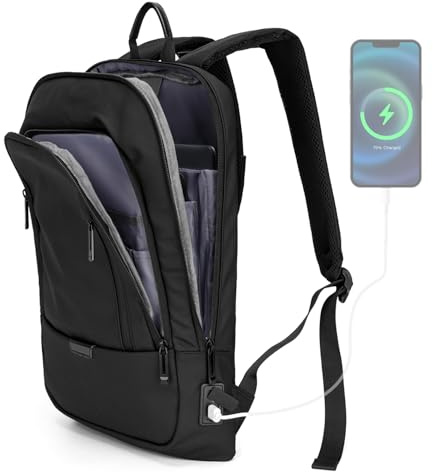 Koolehaoda Sac à dos fin pour homme avec coque résistante aux rayures et port de charge USB, sac à dos de voyage étanche de 15,6 pour ordinateur portable, convient pour les affaires, les loisirs ou