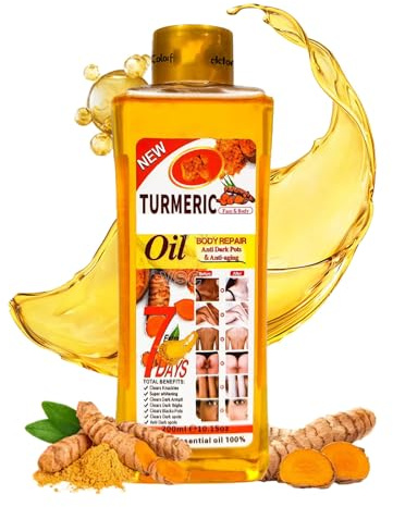 Körperöl mit Curcuma Extrakt, Ätherisches Kurkumaöl, Feuchtigkeitsspendend und Nährend 7 Tage Körper öl, Kurkuma Hautöl, Pflegendes Haut- und Körpermassage