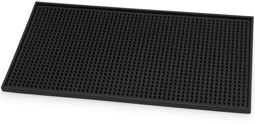 XIANGLONGY Gummi Barmatte, 30 x 15 cm Abtropfmatte Geschirr, Hitzebeständiges Rutschfestes Abtropfmatte Schwarz für Bar Küche Café Restaurants Theke