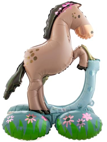 Folat 62938 Stehend Folienballon Pferd Pony Stehender Folienballon - Pferd - 53 x 74 cm Kindergeburtstag Deko, Reiter