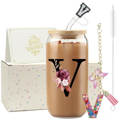 ZIOSINM Buchstaben Personalisierte Geschenke für Frauen, Glasbecher
