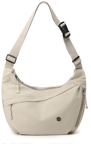 Bolso cruzado de nailon con media luna para mujer, casual, mediano, ligero, bolso de mano de hombro con correa ajustable