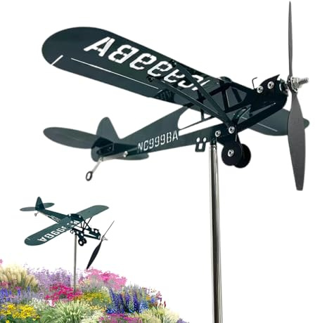Airplane Wind Spinners Outdoor | Handmade Airplane Wind Vane,Metal Aircraft Sculpture Pinwheel Spinner Decoration for Patio Yard Garden Flight Lovers