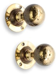 Infinity Decor Türknauf-Set, antikes Messing, viktorianisches gehämmertes Muster, Kugel, rund, 45 mm, ideal für den Innen- und Außenbereich