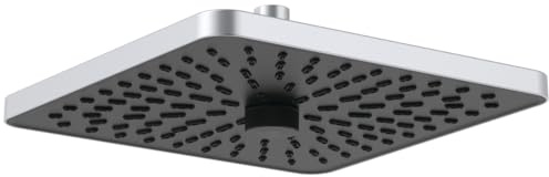 Ideal Standard Idealrain Alu+ Kopfbrause, mit zwei Strahlarten (Rain und SilkRain) per Drehumschaltung, wassersparender Duschkopf mit EasyClean-Düsen, eckiges Design – Silber (260x260x82 mm)