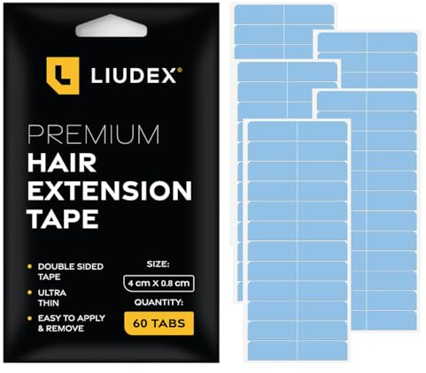 LIUDEX - Hair Extension Tape Double Sided Ultra Hold - Extensions, Spare Hair Tapes, Tape-In Extension Retape Tabs, 60PCS 4 x 0.8cm Pre Cut Tabs