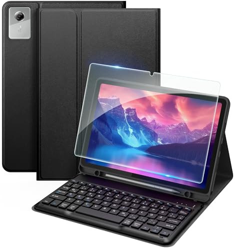 EasyAcc Hülle mit Tastatur für Lenovo Idea Tab 11 Zoll Tablet 2025, Schwarz | Hülle mit QWERTZ Tastatur für (TB-336ZU/TB-336FU) mit Stifthalter Und Schutzfolie, Deutsches