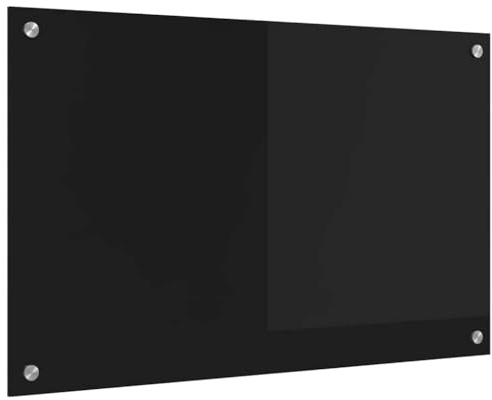 vidaXL Kitchen Backsplash Black 80 x 50 cm Tempered Glass