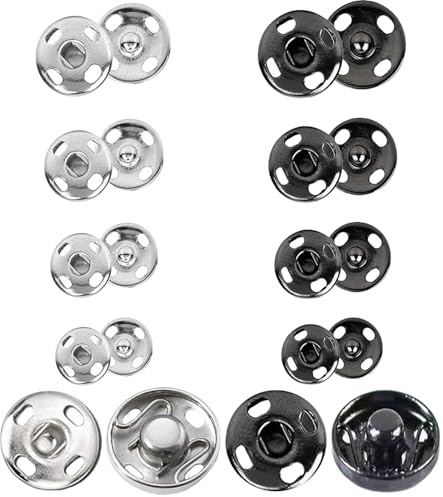 TAKONE Druckknöpfe zum Annähen Metall 8-14mm Schwarz Silber Kleidung | 280 Paar, Metall Druckknöpfe, 8/10/12/14mm, Schwarz & Silber, robust, Kleidung & Stoffe, Näharbeiten