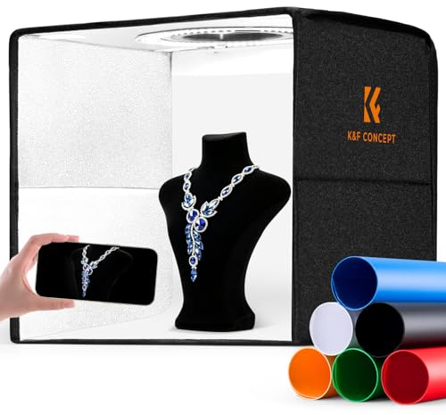 K&F CONCEPT Photo Studio Light Box - 12x12 Shooting Tent, Light Box Photography with 120 LED Lights & 6 PVC Backdrops for Jewelry, Watch, Cosmetics & Small Product Photography