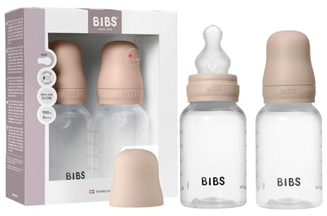 BIBS Babyflasche aus Kunststoff, 150 ml, 2-pack, Silikon-Sauger, Blush | Anti-Kolik | Silikon-Sauger | Langsamer Fluss | BPA-freier Kunststoff | Stillfreundlich | Hergestellt in Dänemark