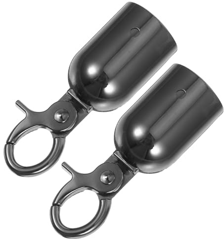 CALLARON Embouts de Corde en Alliage de Zinc 28 Mm avec Crochet Noir Brillant, Butée Robuste pour Poteaux de Barrières de Sécurité, Lot de 2 Pièces, Accessoires Industriels pour Contrôle