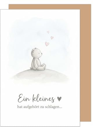 Edition Seidel Premium Trauerkarte mit Umschlag. Beileidskarte Kondolenzkarte Karte Klappkarte Spruch Kleines Herz Anteilnahme Mitgefühl Trost Hoffnung Kraft Sternenkind Baby einfühlsam (T1255 SW026)