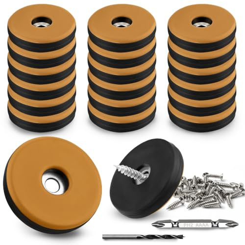 20 Pezzi Feltrini in Teflon da avvitare Ø30mm (Rotondi | Arancioni) Pattini | per mobili con 20 viti in acciaio inox e 2 punte da trapano, Protezione efficace per mobili, sedie e pavimenti