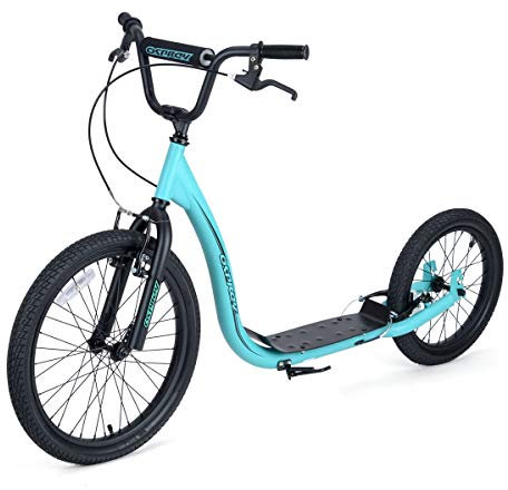 BMX Osprey Verstellbarer Stunt-Roller, geeignet für Kinder und Erwachsene, geländegängiger Roller mit großen Reifen, blau, mittelgroß