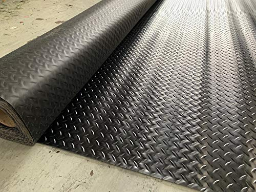 Tuda Grass Direct | Quality PVC Rubber Checker | Garage & Commercial Use | Black Colour | 2m x 4m | Fast Delivery |