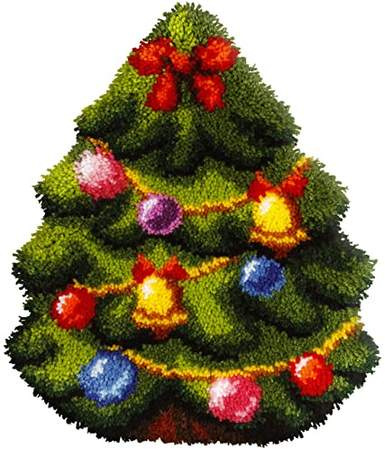 Orchidea Knüpfhaken-Set, Kissenform: Weihnachtsbaum, mehrfarbig, 39 x 47 cm
