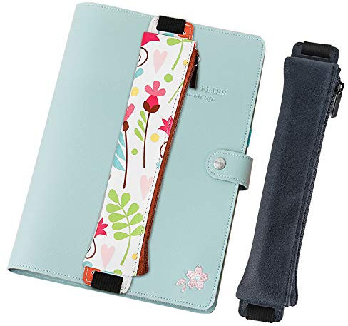 MoKo 2 Stück Federmäppchen, PU Leder Federtasche mit Elastisch Band Stiftemappe Schlampermäppchen Schulbedarf für Schulleben Stifte Textmarker Gelstift Marker Radiergummi, Gedruckt & Dunkelblau